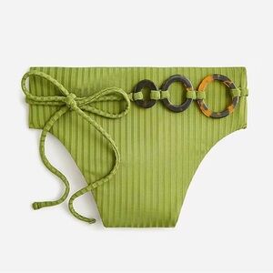 J. Crew Wide-rib high-rise bikini bottom green plus size